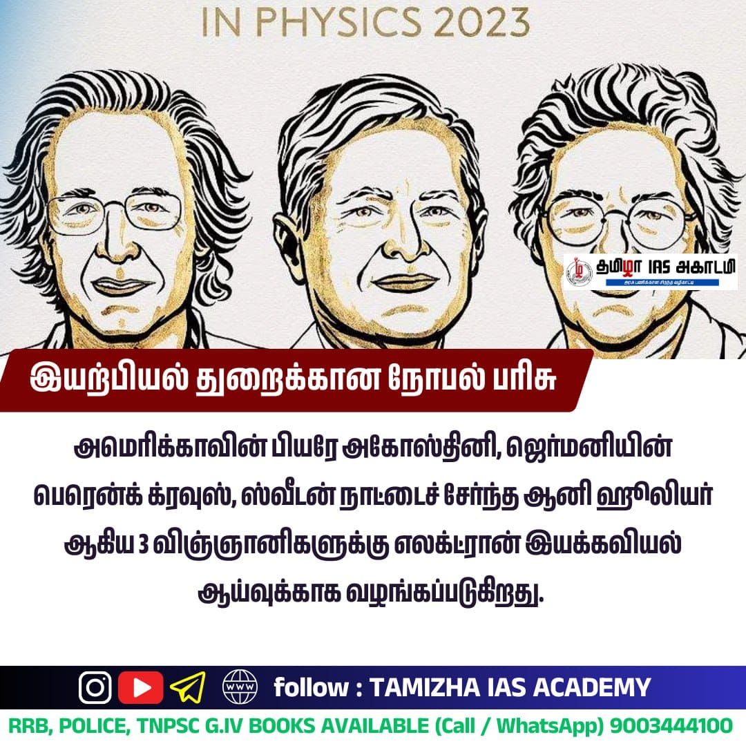 You are currently viewing இயற்பியலுக்கான நோபல் பரிசு 2023: அமெரிக்கா, ஜெர்மனி, ஸ்வீடன் நாட்டு விஞ்ஞானிகளுக்கு பகிர்ந்தளிப்பு