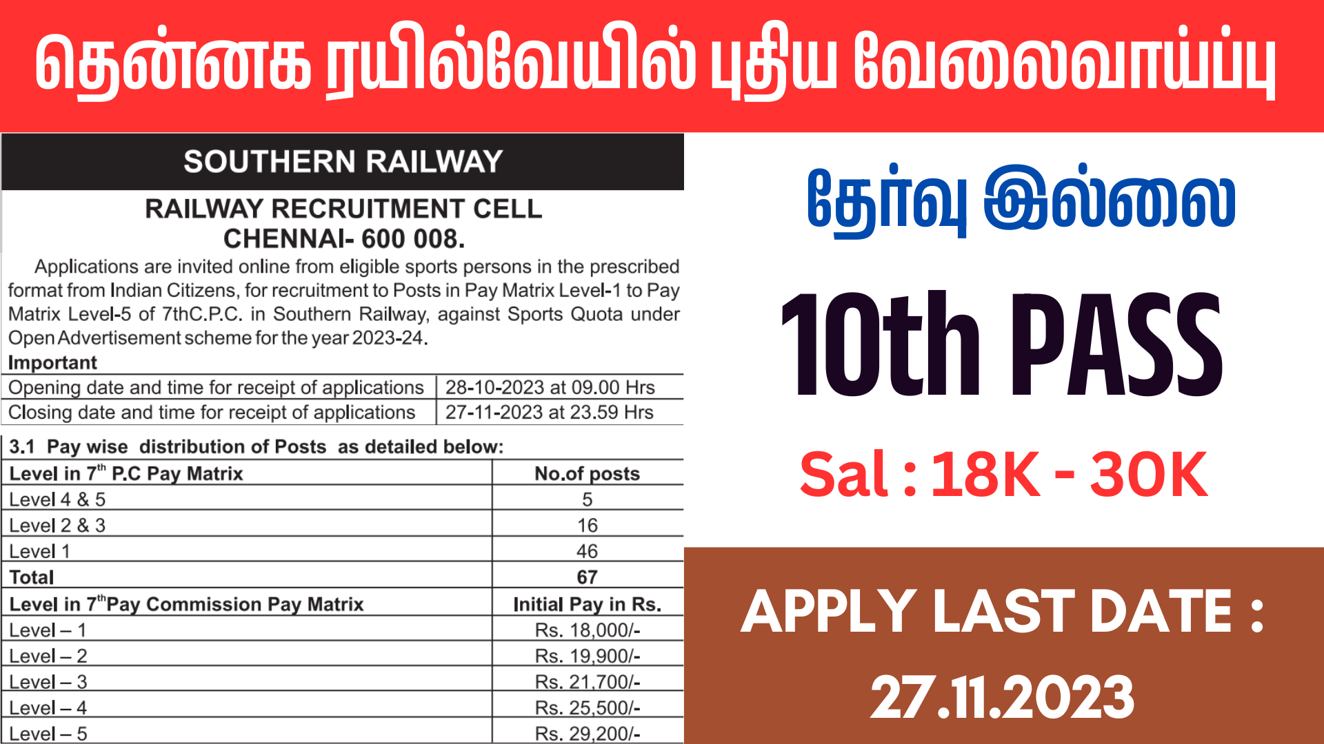 You are currently viewing Southern Railway Recruitment – 10th Pass – Sports Quota Post – 67 Vacancy!